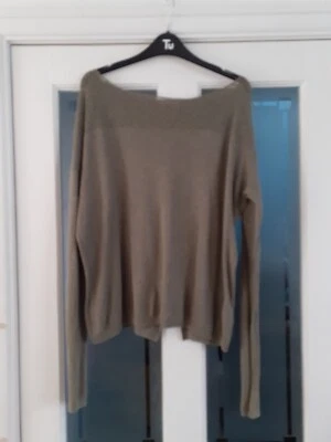 £4.99 • Buy FAT FACE Khaki Green Fine Knit Cotton+Linen Blend Long Sleeved OversizeJumper 12