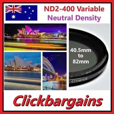 Neutral Density ND2-400 Variable 62mm 67mm 72mm 77mm 82mm Camera Lens Filter ND • $22.95