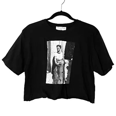 Frida Kahlo X Reclaimed Vintage Cropped Graphic T-shirt Women's Large Black FLAW • $21.30