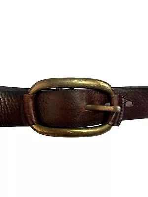 Massimo Dutti Brown Leather Belt - Large Brass Oval Buckle - Made In Italy • $24.97