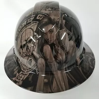 FULL BRIM Hard Hat Custom Hydro Dipped MORNING WOOD BAD BONES WOODY • $54.99