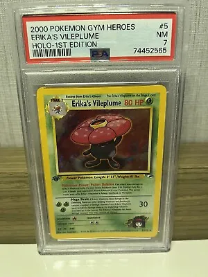 $45 • Buy PSA 7 Pokemon 2000 Gym Heroes Erika's Vileplume Holo 1st Edition #5/132