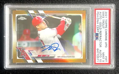 MIKE TROUT 2021 Topps CHROME Update 1/50 GOLD REFRACTOR AUTO 1/1 PSA 9 AUTO 10 • $1250