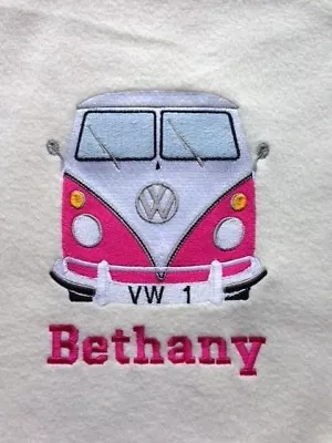 Campervan Personalised Embroidered Blanket 14 Colours 2 Sizes 1 Name & Wrapped  • £18