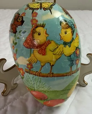 Vintage Easter Egg Candy Container Large Paper Mache Chicks Eggs • $15