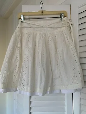 Beautiful Marie Chantal Girls White Cotton Eyelet Lined Skirt - Size 12 • $16.99