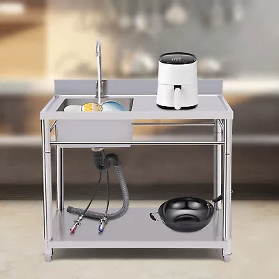 Commercial Sink Kitchen Stainless Steel Utility Sink Prep Table 1 Compartment US • $268.85