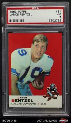 1969 Topps #31 Lance Rentzel Cowboys RC Oklahoma PSA 7 - NM 17C 00 0419 • $53