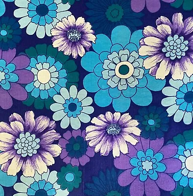 Vintage 1960s  1970s Floral Fabric • £7.99