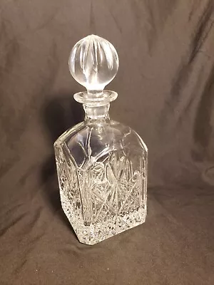 Vintage Towle Lead Crystal Square Decanter ~Round Stopper Made In Poland 9 1/2  • $25