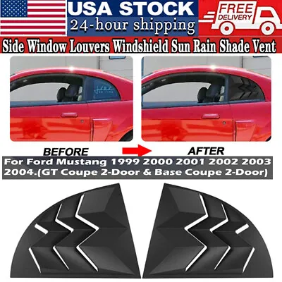 2pcs Side Window Scoop Louvers ABS Sun Shade Cover For 1999-2004 Ford Mustang • $40.60