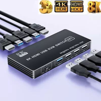 HDMI 2.1 KVM Switch 4K 120Hz HDMI USB KVM Switch 2 Port 4K HDMI KVM Switch Box  • $34.94