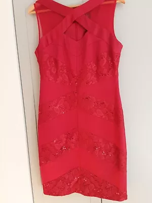 Jax Dress Size 12 Sleeveless Lined  Red Party Occasion Dress (S22/19) • £14