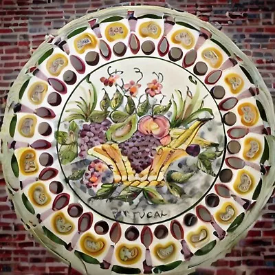 £14.99 • Buy Plate - Ceramic Hand Painted Portuguese Wall Hanging Or Table Art Pottery 29cm