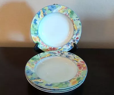 Mikasa Fine China Fleur De Amour Rimmed Soup Bowls X4 Floral Border • $31.97