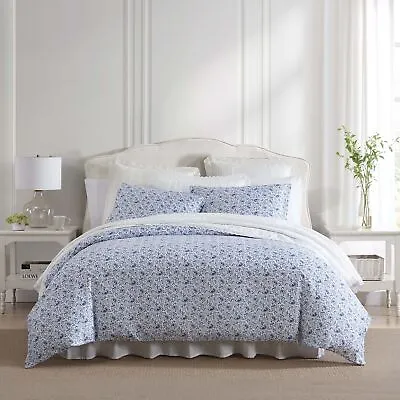 Laura Ashley Cotton Duvet Cover & Sham Sets (Lorelei-Indigo) • $79.99