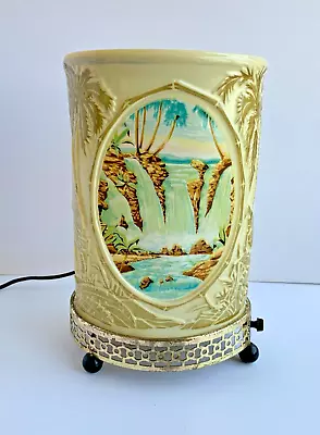 Rare 1959 Oval Econolite HAWAIIAN SCENE Model 701 Extruded Waterfall Bamboo NICE • $299.95