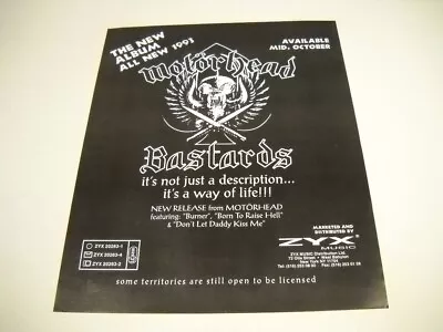 MOTORHEAD Are BASTARDS ...it's A Way Of Life Number One 1993 Promo Poster Ad • $9.95