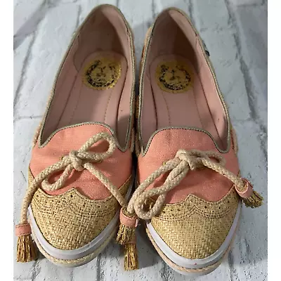 Miss L-Fire Pink Anthropologie Palm Shade Loafers Flats Shoes Size 39 8.5 • $39