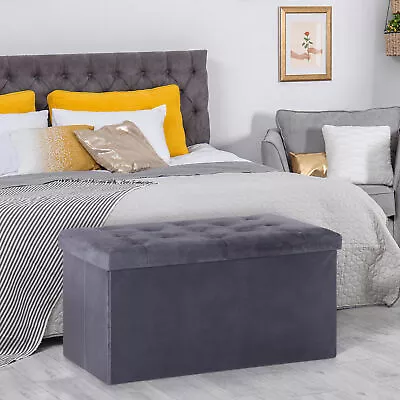 31.4  Storage Ottoman Bench Folding Foot Stools Velvet Sofa Footstool Entryway • $30.58