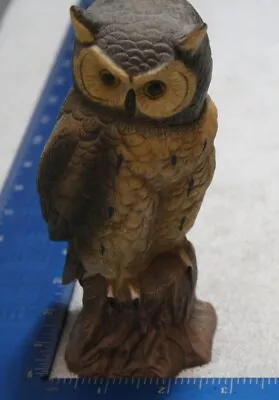 Vintage Hand-Painted Ceramic Owl On Tree Stump Brown Figure 6  • $15.22
