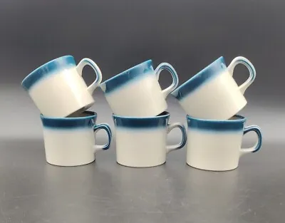 Set Of 6 Wedgwood Blue Pacific Tea/Coffee Cups Oven To Table Pottery 2.75x 3.25  • $19.99