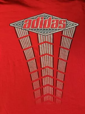 Vintage Adidas T-shirt Red Sz YL Retro Y2K 90s Graphic Print • $12.99