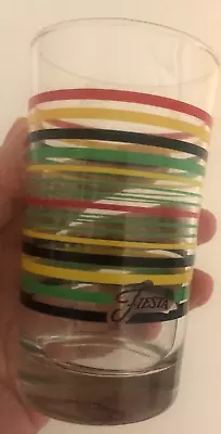 Vtg FIESTA STRIPED JUICE GLASS Red Yellow Grn Drinkware Tumbler Anchor Hocking 1 • $16.95