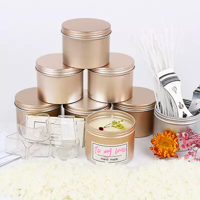 16pc Round Candle Tins Gold Metal Tin For Wax Soy Making Container Jar Storage • £11.39