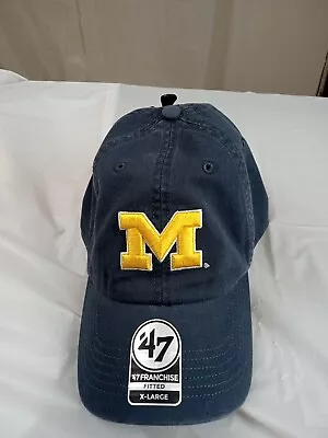 New Men's Vintage Navy  Blue Michigan Extra Large Fitted Hat 47 Franchise • $30