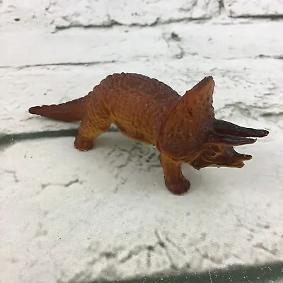 Vintage 80’s AAA Dinosaur Action Figure Amber-Colored PVC Triceratops Dino Toy • $8.49