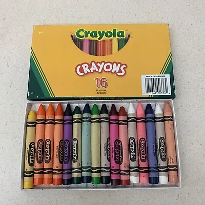 Vintage Large Round Crayola Crayons Flat Box 16 Count Blinney & Smith 2003 • $9.98