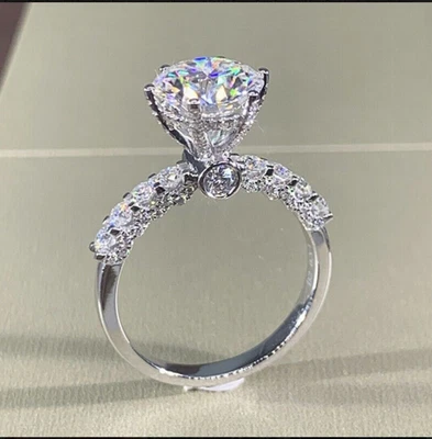 $255.53 • Buy 2 CT Round Cut Simulated Diamond Engagement Ring 14K  White Gold Plated