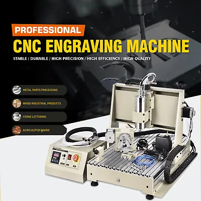 USB 4 Axis 1500W VFD CNC Router 6040Z Engraver Engraving Machine Woodworking • $1199