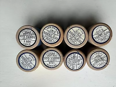 8 Vintage Sylko Wooden Cotton Reels Unused. • £7