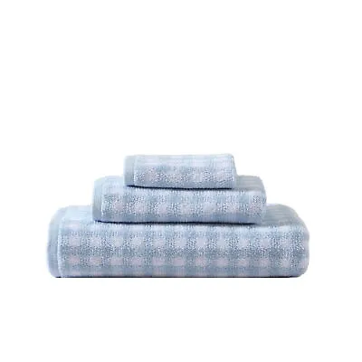 Laura Ashley Ginny Cotton Blue & White 3 Piece Towel Set-3 Pc Towel Set • $34.99