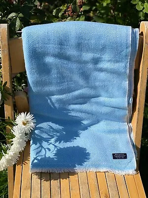 £80 • Buy Cashmere Blanket Throw Travel Wrap 100% Handmade NEPAL Home Blue Herringbone