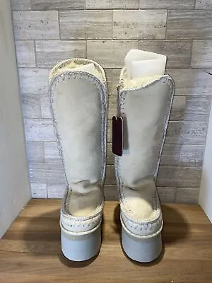 New RARE MOU Eskimo Tall Shearling Boots Platform Sole  Vanilla Size 39 US 8 • $398