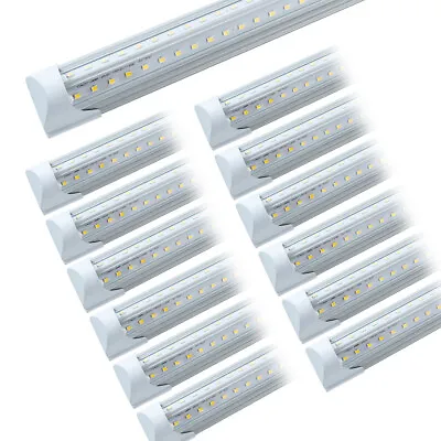 8FT LED Shop Light T8 Linkable Ceiling Tube Fixture 75W Bright White 6000K Clear • $119.99