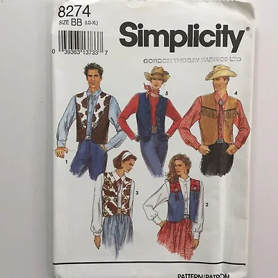 Simplicity 8274 Mens Waistcoat Vest Ladies Shaped Panels New Uncut Pattern LARGE • £12.50