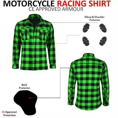 Motorbike Motorcycle Amoured Check Shirt Riding Protective Jacket CE Armours UK • $43.15