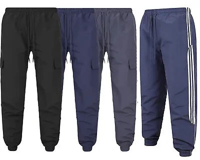 Mens Striped Trousers Zip Pockets Jogging Bottom Sport Gym Work Wear S-2XL New • £5.99