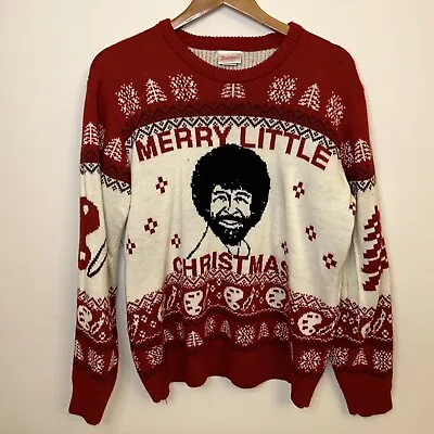 Bob Ross Ugly Christmas Sweater “Merry Little Christmas” Men’s Size XL • $24.99