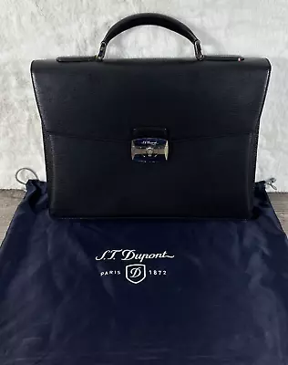 ST Dupont Toit De Paris Atelier Black-Blue Leather Briefcase Document Holder • $529.98