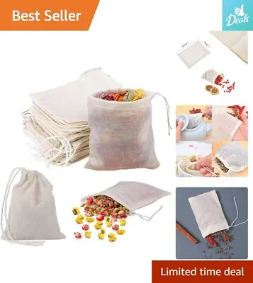 20 Muslin Drawstring Bags - Natural Cotton Spice/Tea/Herbs - Reusable - 4 X 3 • $11.99