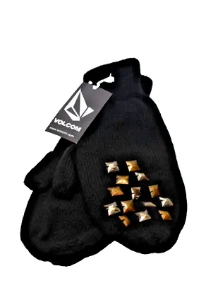 Volcom U Can Dance If U Wannu Studded Knit Mittens Gloves Black New! NWT • $12.99