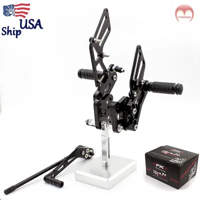 CNC Black Rearsets Foot Pegs For Suzuki GSXR600 GSXR750 2006 2007 2008 2009 2010 • $108.99