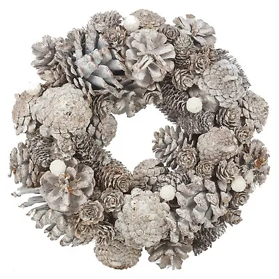 Festive Christmas Wreaths Decorative Pine Cone Door Flower Ornaments 24-34cm NEW • £17.99