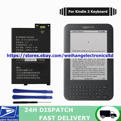 $10.80 • Buy New Battery For Amazon Kindle 3 Ⅲ D00901 Keyboard Graphite 3rd Generation