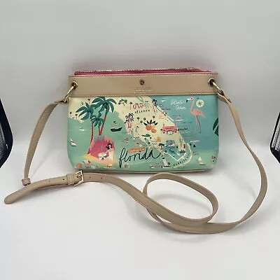 SPARTINA 449 Greetings From Florida Crossbody Handbag Purse Southern Map Georgia • $39.95